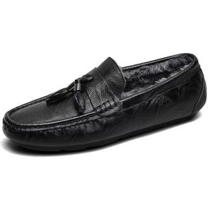 Mode Heren Warm Houden Bont Business Jurk Schoenen Mannen Loafers Lederen Oxford Schoenen Voor Mannen Formele Mariage Wedding Schoenen Bont binnen