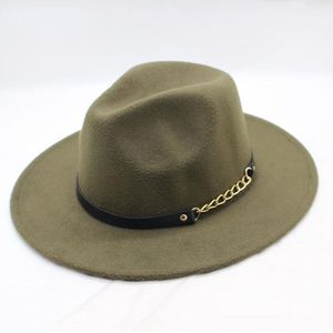 Elegante Brede Rand Fedora Hoed Dames Wolvilt Hoeden Lederen Riem Voorjaar Winter Vrouwen Jazz Hoed Zwarte Hoeden & Caps