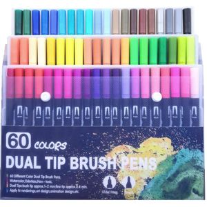 100 Kleuren Dual Tip Art Brush Marker Pennen Aquarel Fineliner Schilderij Tekening Briefpapier Effect Goed Voor Coloring Manga Comic