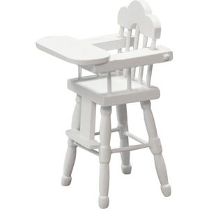 Kids Mini Hoge Stoel Speelgoed Verstelbare Tafel Seat Mold Peuter Voeden Kinderstoel Decoratieve Meubels Model Speelhuis Speelgoed Wit B