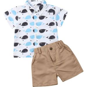 Pudcoco 1-6Years Zomer Peuter Baby Jongens Kleding Walvis Tops T-Shirt Broek Shorts 2 STUKS Outfits Set