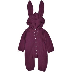 0-24M Kids Baby Jongens Meisjes Rompertjes 3D Oren Lange Mouwen Hood Jumpsuit Effen Outfit Kleding