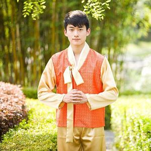 Koreaanse Traditionele Kleding Voor Man Man Vintage Festival Etnische Gedrukt Hanbok Wieden Stage Performance Top Broek Sets Kostuums