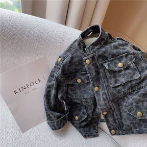 Herfst Meisjes Mode Luipaard Jas Kinderen Denim Jassen Meisjes Jassen En Jassen