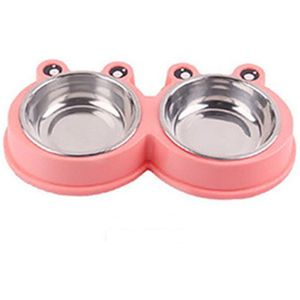 Dubbele Pet Kat Bowls Duurzaam Rvs Non-Slip Feeder Voor Small Medium Honden Katten Voedsel Water Voeden Huisdieren kom Accessoires