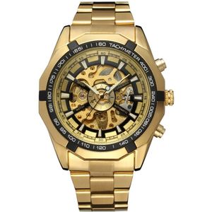 Mannelijke Horloges Winnaar Automatische Horloge Luxe Mannen Roestvrij Staal Zelf Wind Skeleton Mechanische Horloge Klok
