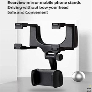Mintiml Auto Achteruitkijkspiegel Telefoon Houder Verstelbare Phone Stand Black Smartphone Autohouder Voor Mobiele Universele Accessoires