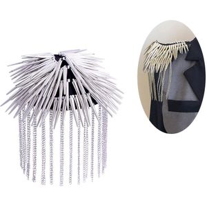 Schouder Epaulet Crystal Rhinestone Punk Klinknagel Kwasten Schouder Board Arm Badge Broche