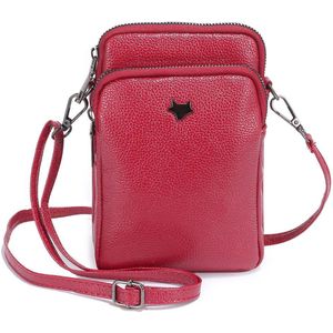 Vrouwen Pu Lederen Kleine Crossbody Bag Phone Pouch Wallet Voor Dames Mini Schouder Tas Vrouwelijke Dubbele Rits Purse