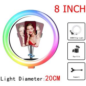 8 Inch /10 Inch Dimbare Rgb Led Selfie Ring Vullen Licht Foto Ring Lamp Met Statief Twee Verstelbare Voor make-Up Video Live