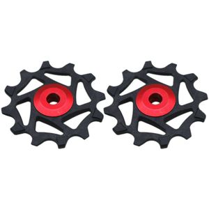 2Pcs Fiets 12T Positieve Negatieve Tand Wiel Achterderailleur Fiets Gids Katrol Keramiek Lager