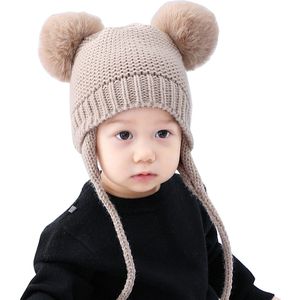 Leuke Peuter Kids Meisje Jongen Zuigeling Winter Warm Haak Muts Beanie Cap Zwart Roze Wit Grijs Beige