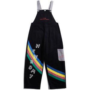 77 Stad Killer Streetwear Overalls Mannen Regenboog Gedrukt Overall Mannelijke Toevallige Multi-Pocket Oversize Bib Broek Hip Hop Joggers