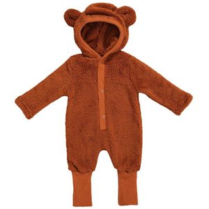 Pasgeboren Baby Meisjes Jongens Fuzzy Romper Lange Mouw Herfst Winter Warm Jumpsuits Hooded Beer Oren Outfits