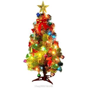 45/60Cm Led Kunstmatige Mini Kerstboom Met Dennenappel Santa Boog Lint Ster Ornamenten Snaar Licht O30 20