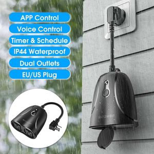 Eu/Us Plug Indoor Outdoor Slimme Draadloze Wifi Socket App/Voice Control Dual Outlets IP44 Waterdicht Werk Socket stekkers Adapters