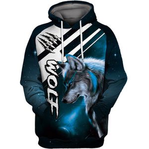 Strayaogs Mannen Casual Hooded Sweater Mode Wolf Print Cool 3D Hoodie