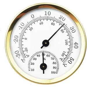 Mini 58 Mm Thermometer & Hygrometer Aluminium Temperatuur-vochtigheidsmeter Voor Huishoudelijke Indoor Sauna