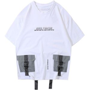 Gonthwid 3M Reflecterende Gesp Multi-Zakken Lint T-shirts Mannen Hip Hop Streetwear Tops Tees Harajuku Korte Mouw T Shirts