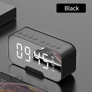 Bluetooth Speaker Met Fm Radio Led Spiegel Wekker Subwoofer Muziekspeler Snooze Desktop Klok Draadloze