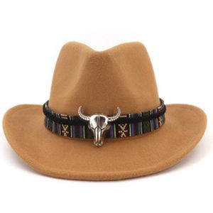 Nieuw Mannen Vrouwen Retro Vilt Cap Western Cowboy Brede Rand Cap DOD886