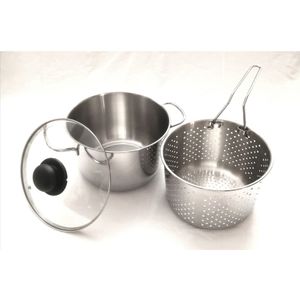 Pastaiola Cuocipasta Scolapasta Casseruola Con Cestello In Acciaio Inox Con Coperchio In Vetro 22 Cm Frabosk