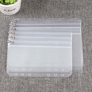 12Pcs A5A6 Bindmiddel Pocket Clear 6 Gaten Losbladige Rits Mappen Waterdichte Bestand Zak Envelop Portemonnee Voor Documenten Notebook kaart