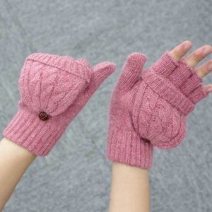 Vrouwen Gebreide Vingerloze Handschoenen Multifunctionele Winter Meisjes Zachte Wol Handschoenen Dames Meisjes Solid Wollen Warme Wanten