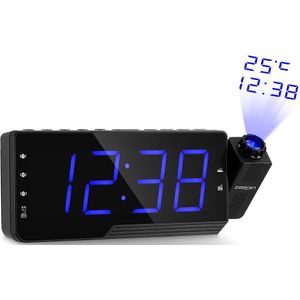 Digitale Radio Wekker Snooze Projector Timer Temperatuur LED Display Usb-oplaadkabel 180 Graden Tafel Muur FM Radio Klok