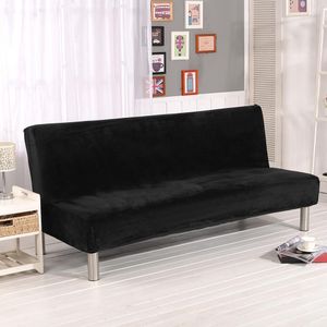 Effen Kleur Elastische Pluche Sofa Cover Moderne Slaapbank Hoes Stoel Protector Woonkamer Voor Tweezitter Zonder Armsteun