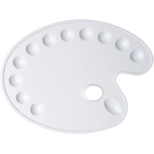 Plastic Ronde/Ovale Palet Art Tekening Lade Kleurenpalet Wit Schilderen Pallet Voor Aquarel/Gouache/Chinese Schilderen levert