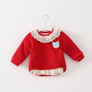 Idee Vis Baby Meisjes Sweatshirts Winter Plus Dikke Kant Meisjes Truien Kinderkleding Met Uil Rood