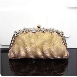Vrouwen Avondtasje Luxe Zwart/Zilveren Bruiloft schoudertas Diamant Strass Koppelingen Purse Crystal Bling Gold Clutch Bag