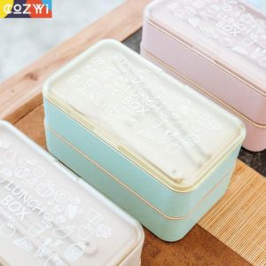 On-the-Go Tarwesteel Lunchbox Dubbeldeks Bento Box Servies Beweegbare Klembord Draai Riem Lunchbox
