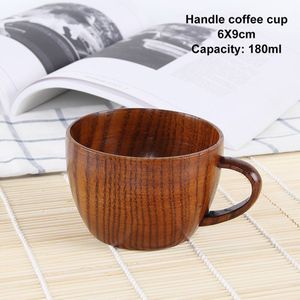 1Pc Japanse Stijl Houten Cup Creatieve Jujube Hout Isolatie Theekop Houten Koffie Cup Drinkbeker Koffiekopje schotel Sets