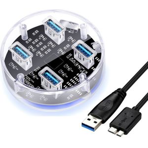 Usb 3.0 Transparante Desktop Hub, 4 Poorten USB3.0 Interface, 5Gbps Snelheid, met Dual-Poort Voeding, Voor Laptop Deskop Computer
