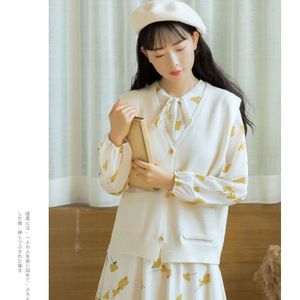 Trui Vest Vrouwen Pocket Solid Eenvoudige Elegante Koreaanse Gebreide Open Stitch Alle-Wedstrijd Preppy Stijl Losse V-hals mouwloze
