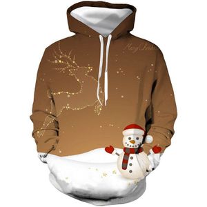 Unisex Kerstmissneeuwman 3D Digital Print Losse Hooded Sweater Vrouwen Mannen Xmas Nieuwjaar Baseball Sweatshirt Hoodie