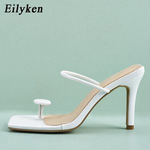 Eilyken Witte Vrouwen Slippers Zomer Outdoor Sandaal Dunne Hoge Hak Slip Op Slippers Dames Elegante Jurk Slides schoenen