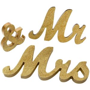 Mr & Mrs Wedding Props Gouden Kleur Pvc Engels Letters Ornamenten Bruiloft Levert Creatieve Photobooth Mariage Props Party Decor
