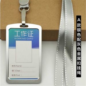 Aluminium Business Werk Card ID Badge Lanyard Houder Verticale Metalen 5.9*10 cm
