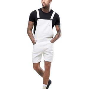 Mooie Mannen Witte Korte Jumpsuit Zomer Voguejeans Broek Mannen Streetwear Bib Overall Jumpsuit Pop Plus Size Pocket Jarretel Broek