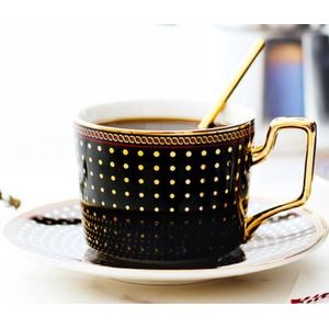 Mooie gouden polka dot keramische kopje koffie Luxe Art Deco zwarte thee cup Kerstcadeau