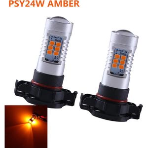 Hoge Heldere PSY24W (PG20-4) 21W Amber Oranje Led Upgrade Indicator Gloeilampen/Front Knipperlichten Canbus *** Universal