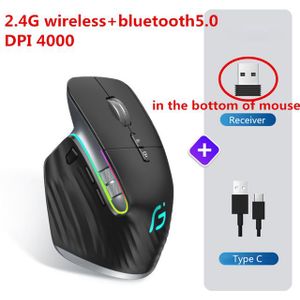 2.4G Oplaadbare Draadloze Muis Bluetooth Rgb Ergonomische Muizen 5 Speed 4000Dpi Gaming Mouse Voor Tablet Macbook Air Laptop