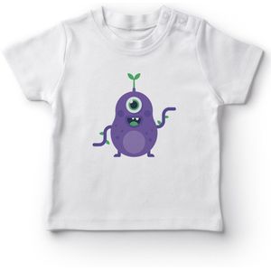 Angemiel Baby Leaf Opent Monster Baby Boy T-shirt Wit