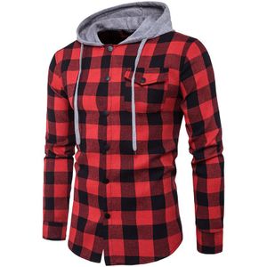 Zhelin Mannen Lange Mouw Hooded Plaid Shirt Mode Flanel Casual Mannen Shirt