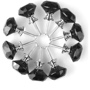 Diamond Shape Crystal Glass 30Mm Keuken Kastdeur Lade Knop Kast Dresser Kledingkast Pull Handle Met Schroeven, 10Pcs Deur
