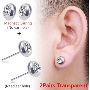 2Pairs/4 Stuks Micro-Magnetische Afslanken Oorbellen Hypoallergeen Kleur Stud Oorbellen Rvs Oorbellen