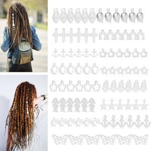 90Pcs Haar Vlecht Ringen Dreadlocks Ring Leaf Star Mode Haar Vlecht Decoratie Kappers Accessoire Haar Styling Tool